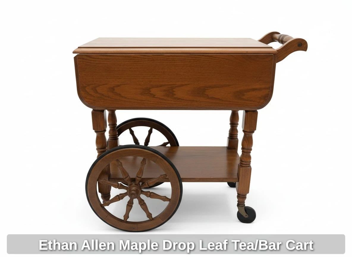 Ethan Allen Maple Drop Leaf Tea or Bar Cart second image