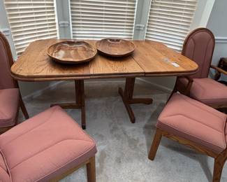 Vargas Furniture Oak Dining Set with Upholstered Chairs second image