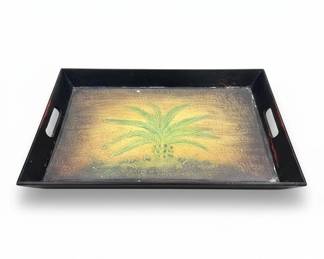 Painted Serving Tray with Palm Frond Motif second image