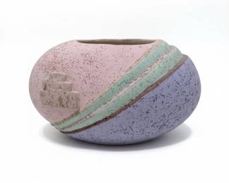 HandPainted Ceramic Vase with Abstract Design