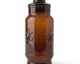 Borden Cremora Amber Glass Apothecary Jar with Fleurdelis Motif sixth image