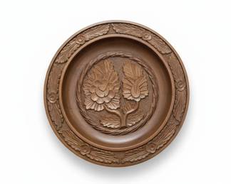 Hand Carved Wooden Floral Decorative Plate fourth image