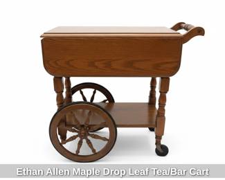 Ethan Allen Maple Drop Leaf Tea or Bar Cart second image