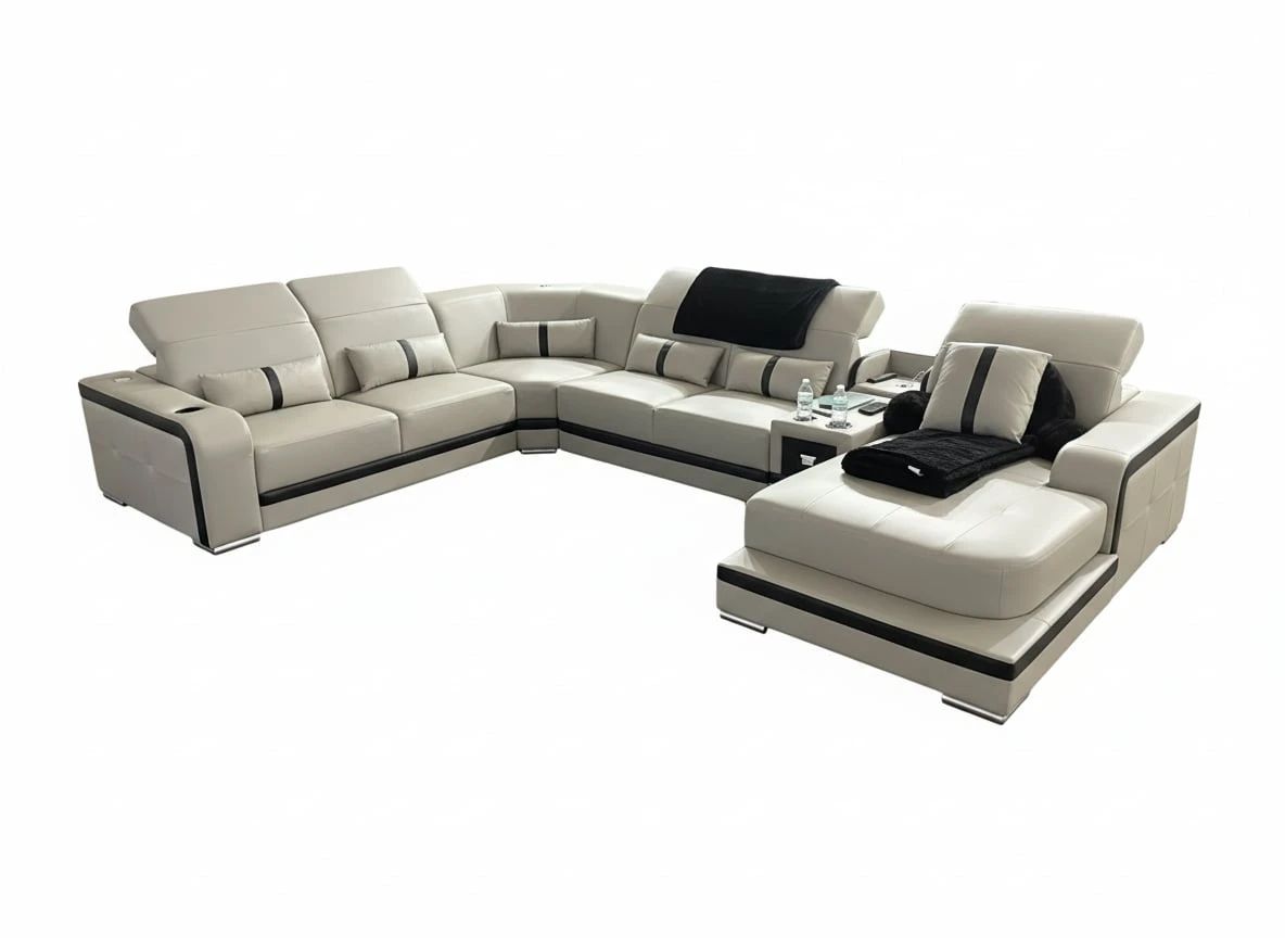 Futuristic Modern Sectional Sofa with LED Lighting and Storage fifth image