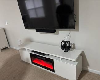 Modern White Media Console with Electric Fireplace third image