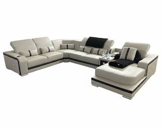 Futuristic Modern Sectional Sofa with LED Lighting and Storage fifth image