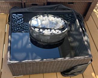 Vizayo Rattan Coffee Table with Integrated Fire Pit