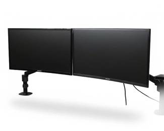 Dual Samsung Curved Monitors with Ergonomic Keyboard and Dual Monitor Stand second image