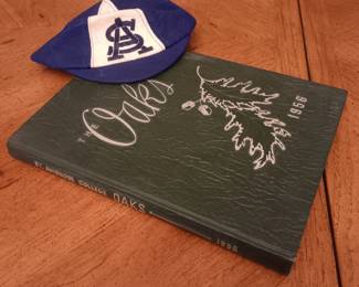 Vintage 1956 St Ambrose College (Davenport Iowa) yearbook and Kent wool beanie hat