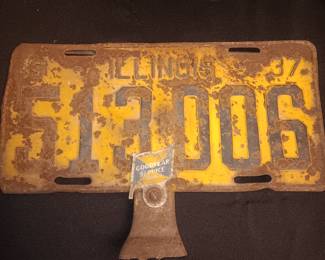 1937 Illinois license plate with Goodyear Service tag