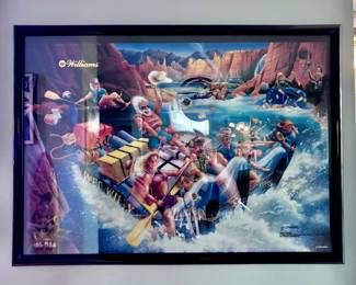 Vintage White Water Rafting Pinball Machine Head Framed