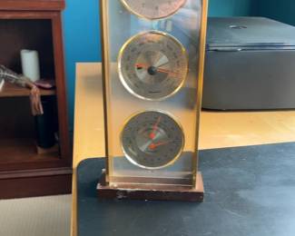 Linden Quartz Vertical Triple Dial Weather Station Desk Clock