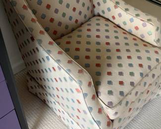 Vintage Style Beige Armchair with Geometric Diamond Pattern