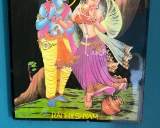 Framed Radha Krishna 'Radhy Shyam' Religious Art Print