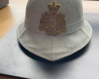 Vintage British Army 24th Regiment Pith Helmet with Brass Spike