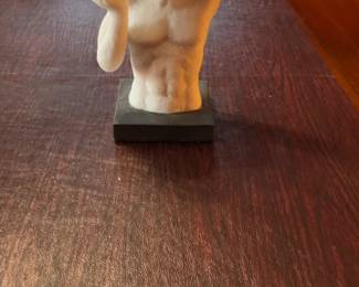 Abstract Male Torso Sculpture with Bubbled Glass Orb