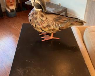 Rustic Metal and Wood Decorative Duck Figurine