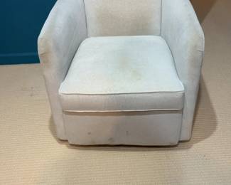 Light Grey Upholstered Swivel Glider Armchair