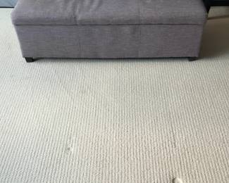 Gray Fabric Rectangular Storage Ottoman Bench