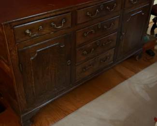 Traditional Dark Wood Buffet Sideboard with Brass Hardware 66 x 20 x 36