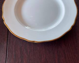 Bone China Dinner Plate with Scalloped Gold Rim Set of 3