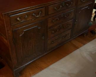 Traditional Dark Wood Buffet Sideboard with Brass Hardware 66 x 20 x 36
