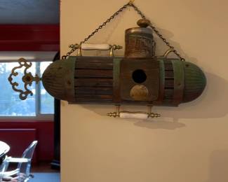 Rustic Steampunk Submarine Style Hanging Birdhouse
