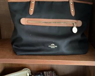 Coach Black Nylon Tote with Tan Leather Trim & Assorted Designer Purses Lot