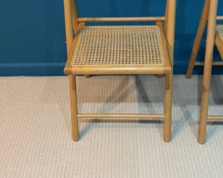 Italian Foldable Chairs in Beech and Rattan