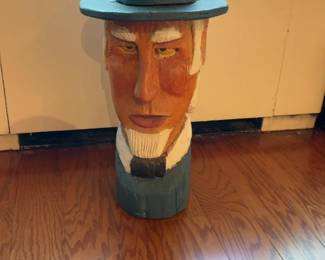 Hand-Carved Wooden Uncle Sam Folk Art Figurine