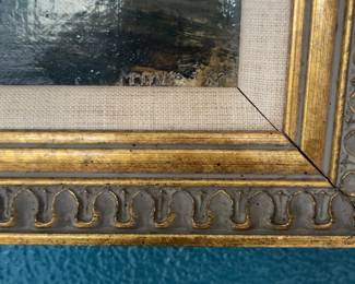 Framed Abstract Seascape Oil Painting in Ornate Gold Frame