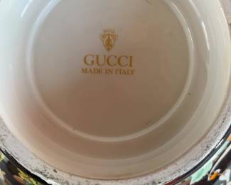 Vintage Gucci Chintz Black Ceramic Floral Decorative Bowl