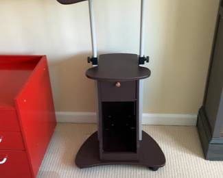 Adjustable Standing Podium Desk with Storage - Dark Brown