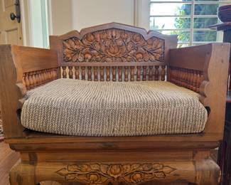 SCULPTED WOOD CHAIRS (WE HAVE 4)