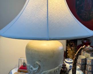 ELEPHANT LAMPS W/ PAGODA SHADES WE HAVE 2