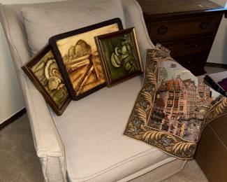 accent chair, wall art