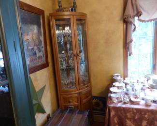 Demilune curio cabinet, stemware