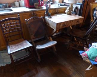Antique chairs, desk