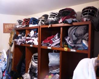 Lacrosse gear, clothing, storage cabinet
