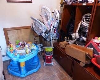 Baby bouncer, Lacrosse gear, clothing, storage cabinet