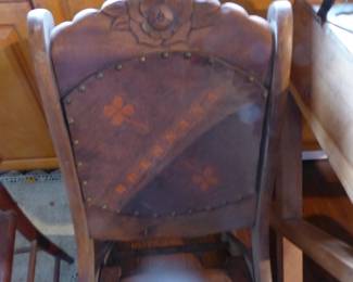 Antique chair embossed with the name Brennan