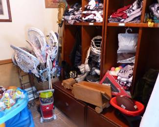 Lacrosse gear, clothing, storage cabinet