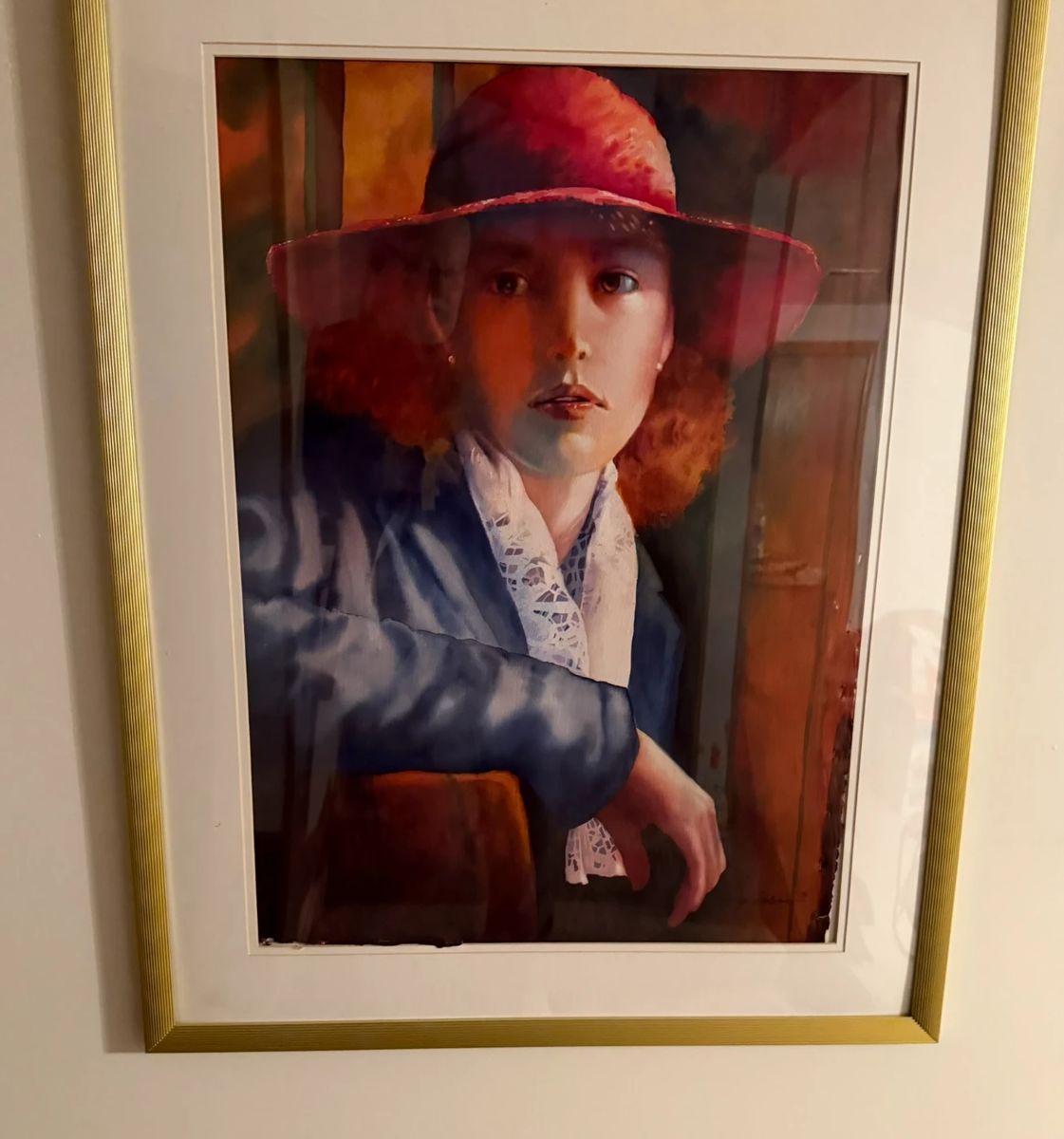 Original watercolor "Lady in Red Hat"