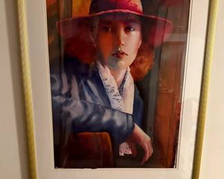 Original watercolor "Lady in Red Hat"