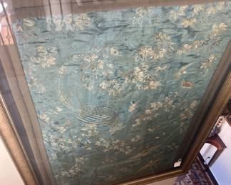 Beautiful framed silk panel