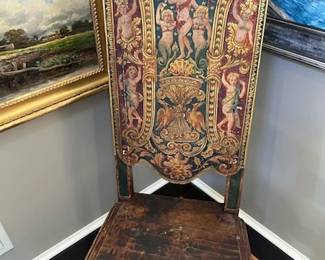 Chair with polychrome and gilt decorations, early 1800's