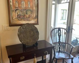 Early card table with early Windsor chair
