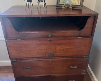 Campaign Desk -pull out desk with side pockets for letters, etc