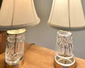 (2)12”high Waterford (Bell Budoir) crystal with brass base lamps $60 each