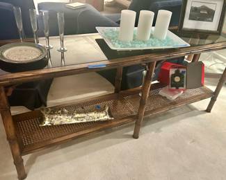 MCM bamboo Sofa Table 61 w x 15”d x 24”h $145